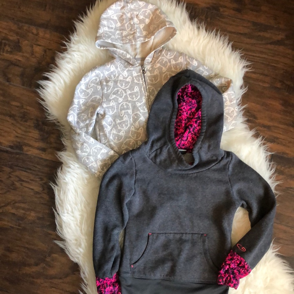 2 Girls Hoodies, one zip up & one pullover